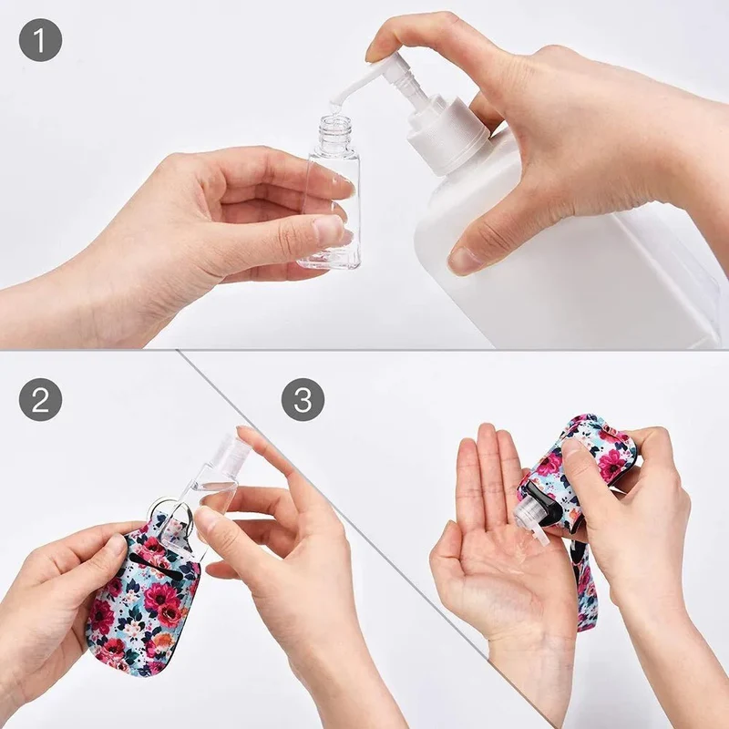 Porta-chaves com garrafinha de plástico de 30ml para Gel de Desinfeção de Mãos