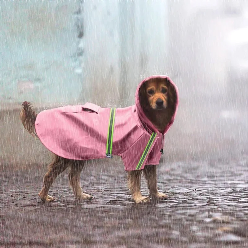 Casaco Impermeável, com tiras refletoras, para Cães de Raças Pequenas a Grandes