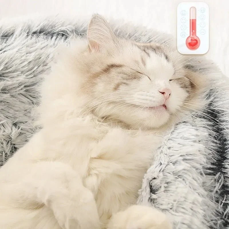 Cama Redonda com Cobertura, Super-Macia, Quentinha, Calmante e Envolvente, para Gatos ou Cães de Raças Pequenas