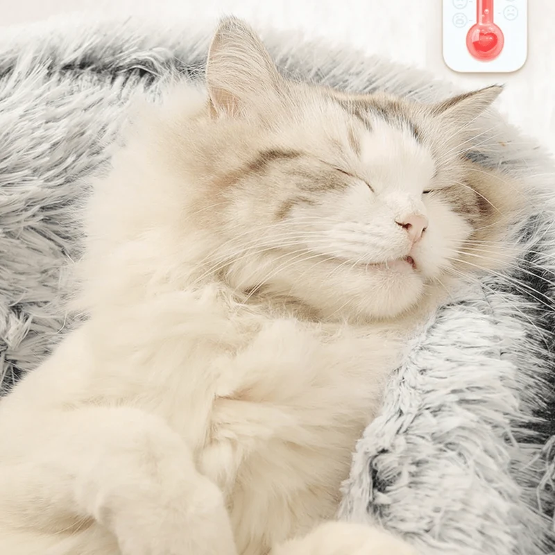 Cama Redonda com Cobertura, Super-Macia, Quentinha, Calmante e Envolvente, para Gatos ou Cães de Raças Pequenas