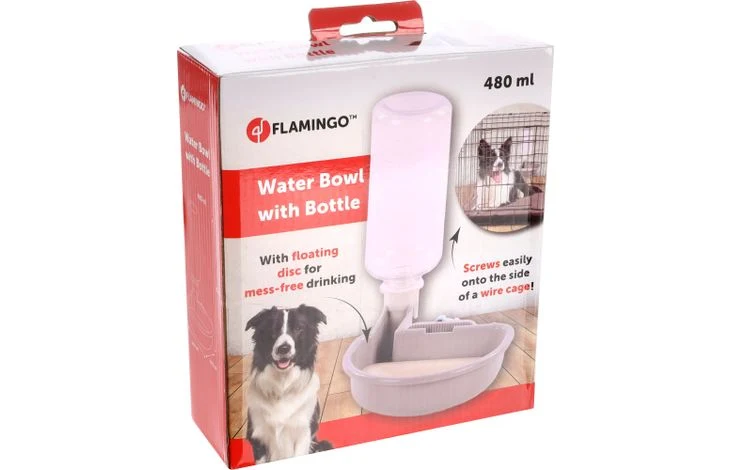 Trinknapf mit Flasche für Drahtkäfig 480 ml – Flamingo