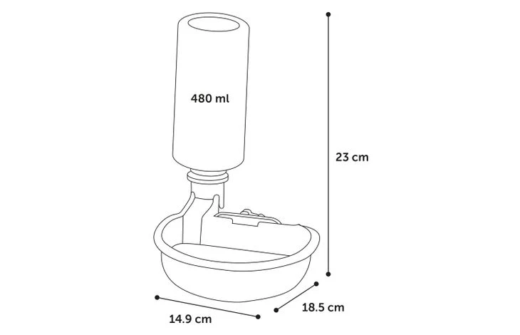 Trinknapf mit Flasche für Drahtkäfig 480 ml – Flamingo