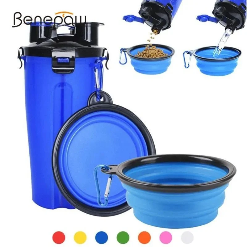 Garrafa Portátil Multifuncional para Água e Comida em Simultâneo (Bebedouro / Comedouro)