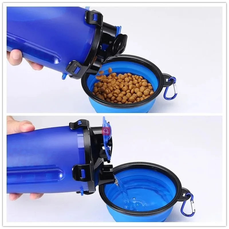 Garrafa Portátil Multifuncional para Água e Comida em Simultâneo (Bebedouro / Comedouro)