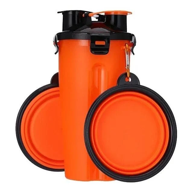 Garrafa Portátil Multifuncional para Água e Comida em Simultâneo (Bebedouro / Comedouro)