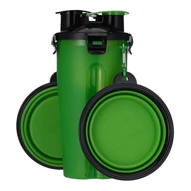 Garrafa Portátil Multifuncional para Água e Comida em Simultâneo (Bebedouro / Comedouro)
