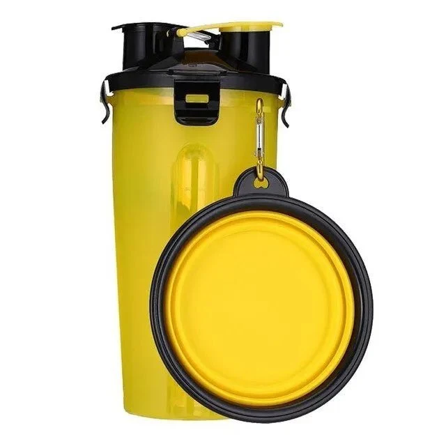 Garrafa Portátil Multifuncional para Água e Comida em Simultâneo (Bebedouro / Comedouro)