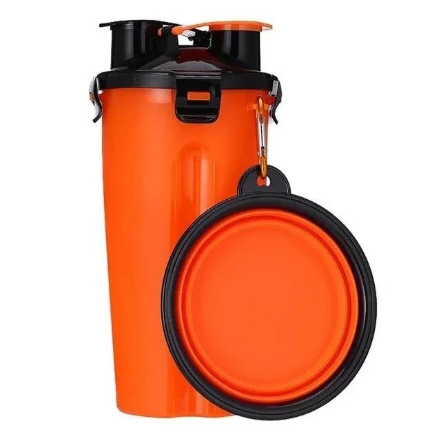 Garrafa Portátil Multifuncional para Água e Comida em Simultâneo (Bebedouro / Comedouro)