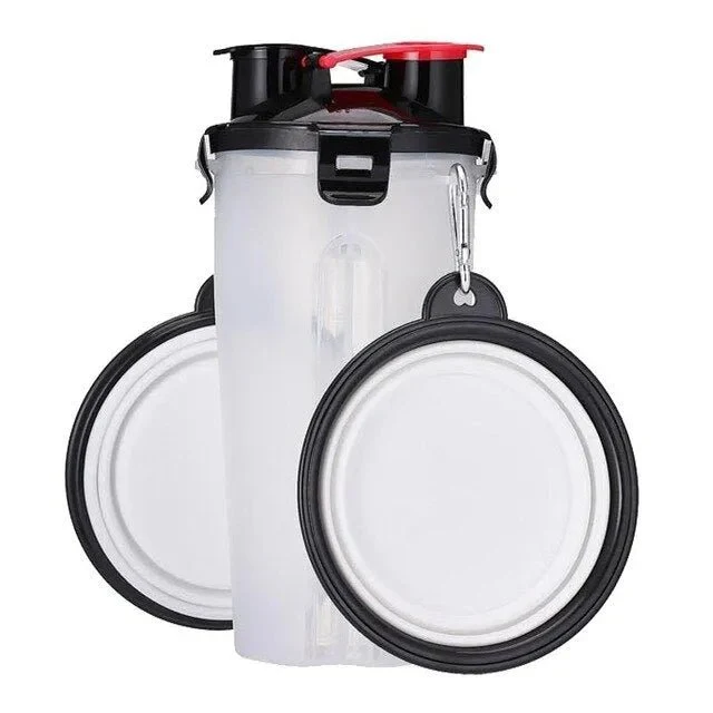 Garrafa Portátil Multifuncional para Água e Comida em Simultâneo (Bebedouro / Comedouro)