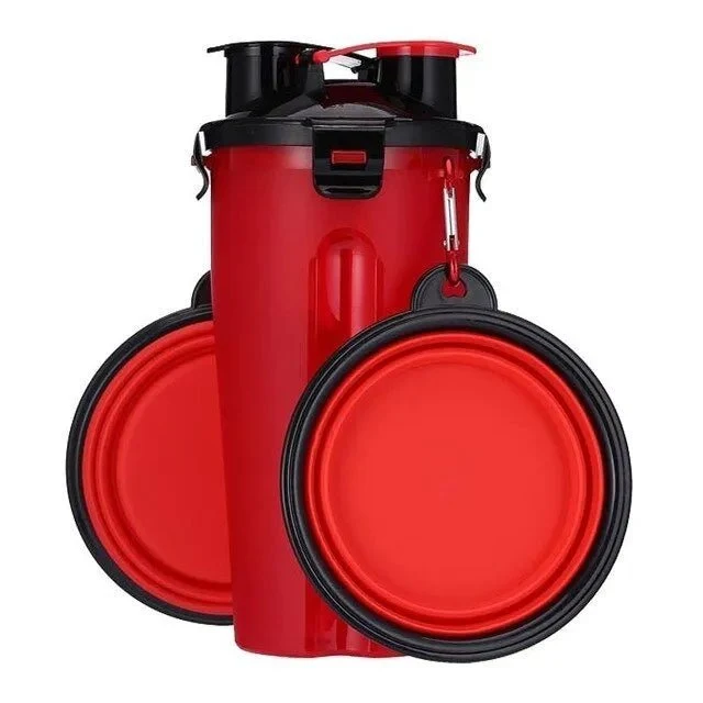 Garrafa Portátil Multifuncional para Água e Comida em Simultâneo (Bebedouro / Comedouro)