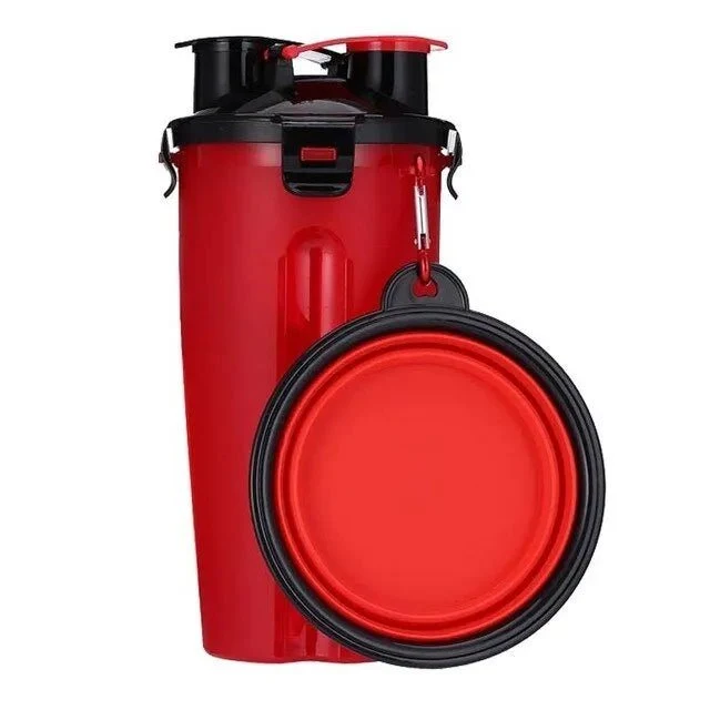 Garrafa Portátil Multifuncional para Água e Comida em Simultâneo (Bebedouro / Comedouro)