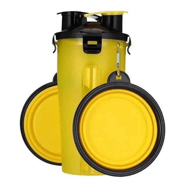 Garrafa Portátil Multifuncional para Água e Comida em Simultâneo (Bebedouro / Comedouro)