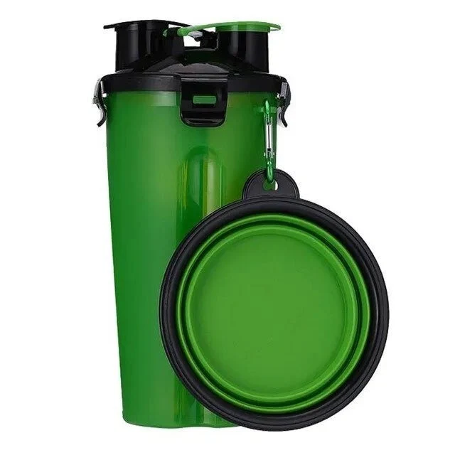 Garrafa Portátil Multifuncional para Água e Comida em Simultâneo (Bebedouro / Comedouro)