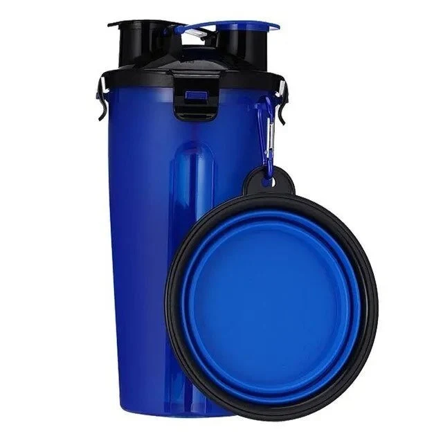 Garrafa Portátil Multifuncional para Água e Comida em Simultâneo (Bebedouro / Comedouro)