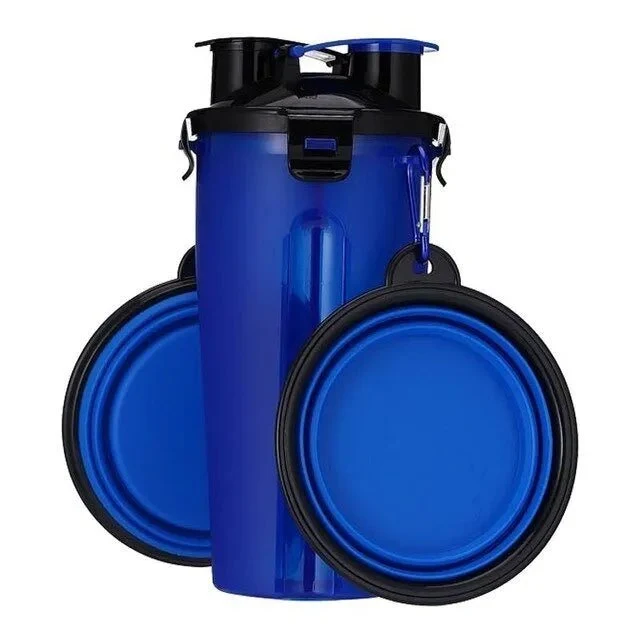Garrafa Portátil Multifuncional para Água e Comida em Simultâneo (Bebedouro / Comedouro)