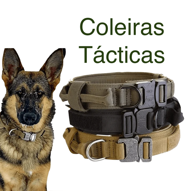Coleira Táctica Ajustável para Cães de Raças médias e grandes