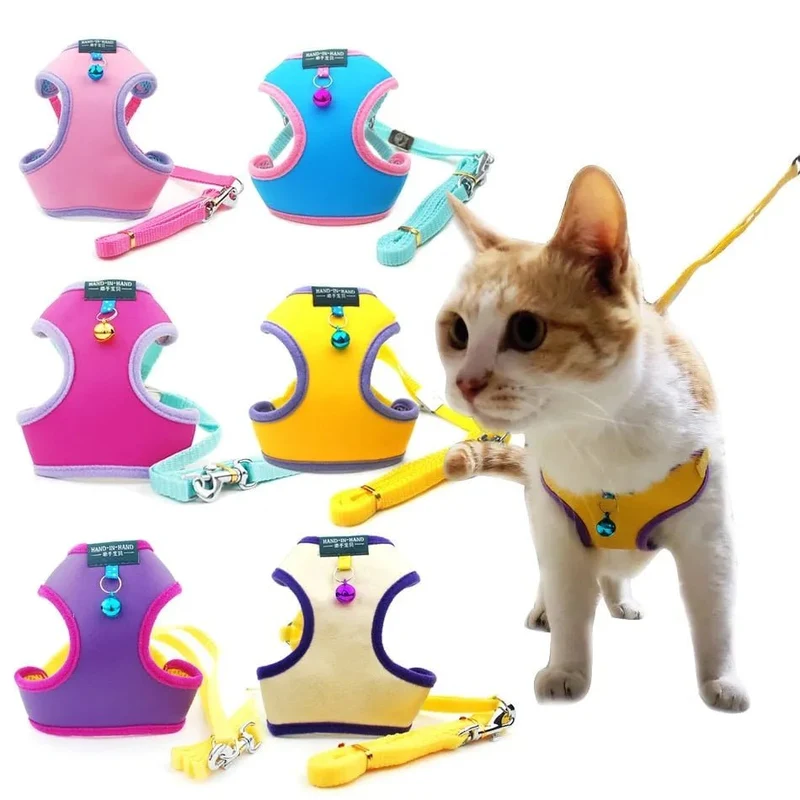 Trela e Peitoral para Gatos e Cães de Raças Pequenas