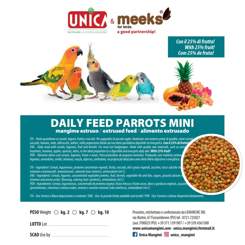 Daily Feed Parrots Mini (Fruchtmischung) 1kg - Unica & Meeks