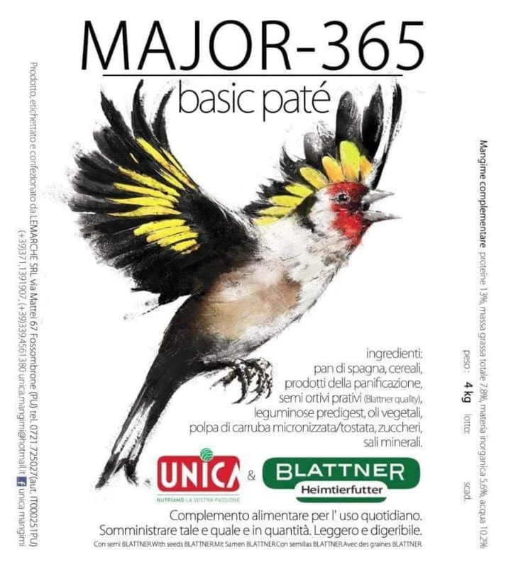 Major 365 (Basispastete) 500 Gramm - Unica & Blattner - Allround-Eierfutter für Stieglitz