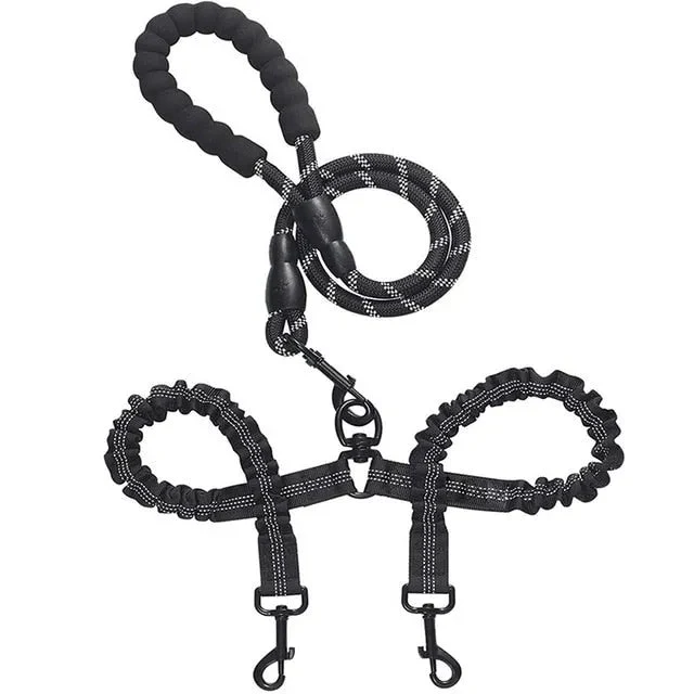 Trela Dupla (para 2 cães simultâneamente, anti-entrelaçamento)