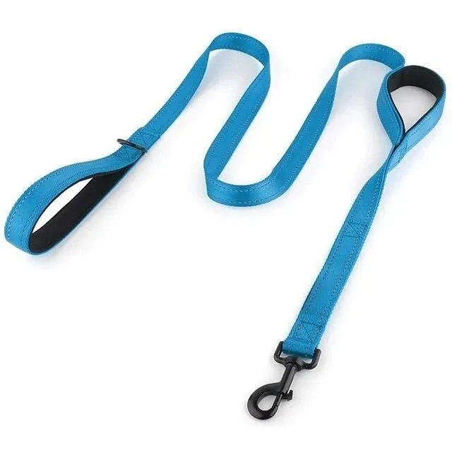 Trela de treino, Reflectora, com duas pegas, para cães