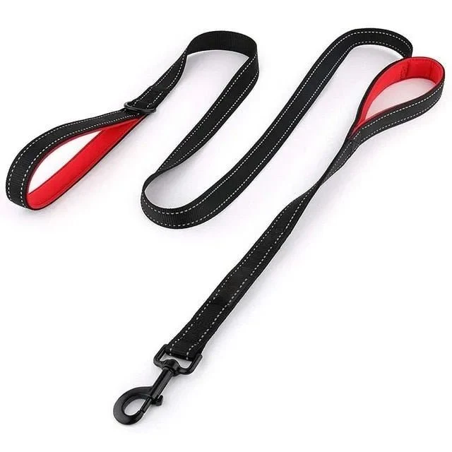 Trela de treino, Reflectora, com duas pegas, para cães