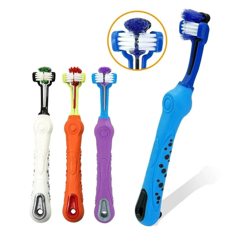 Escova de dentes, com 3 lados, para cães