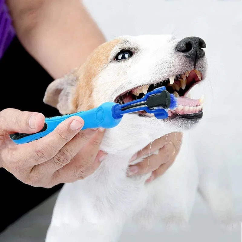 Escova de dentes, com 3 lados, para cães