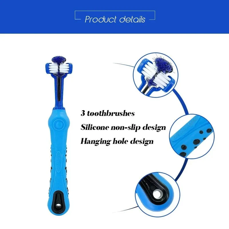 Escova de dentes, com 3 lados, para cães