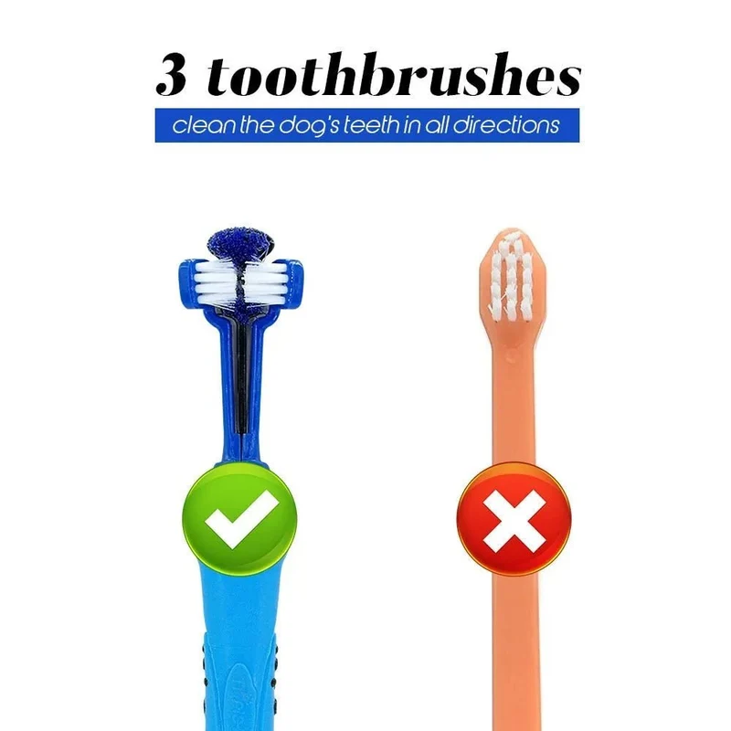 Escova de dentes, com 3 lados, para cães