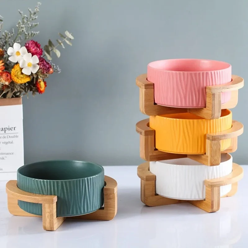 Comedouro / Bebedouro Cerâmico Elevado para Cães ou Gatos (simples ou duplo)