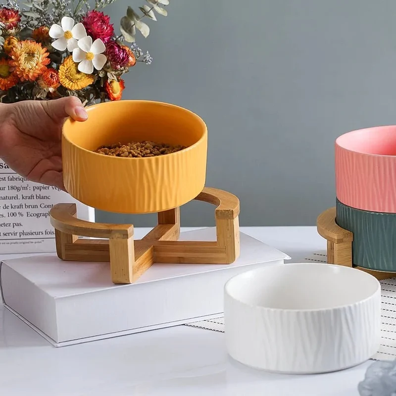 Comedouro / Bebedouro Cerâmico Elevado para Cães ou Gatos (simples ou duplo)