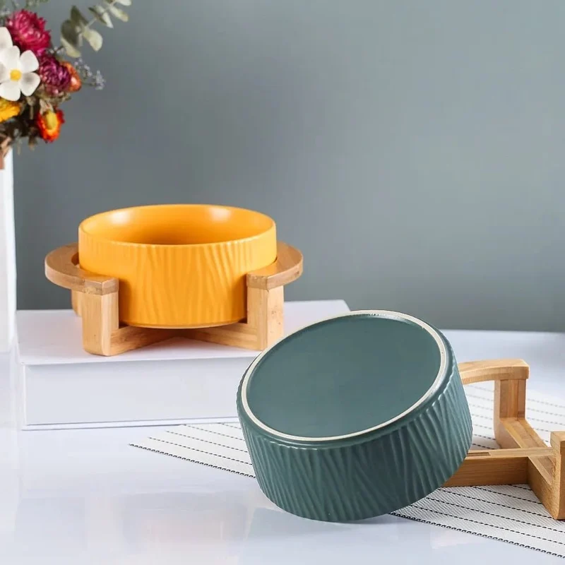 Comedouro / Bebedouro Cerâmico Elevado para Cães ou Gatos (simples ou duplo)