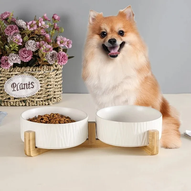 Comedouro / Bebedouro Cerâmico Elevado para Cães ou Gatos (simples ou duplo)