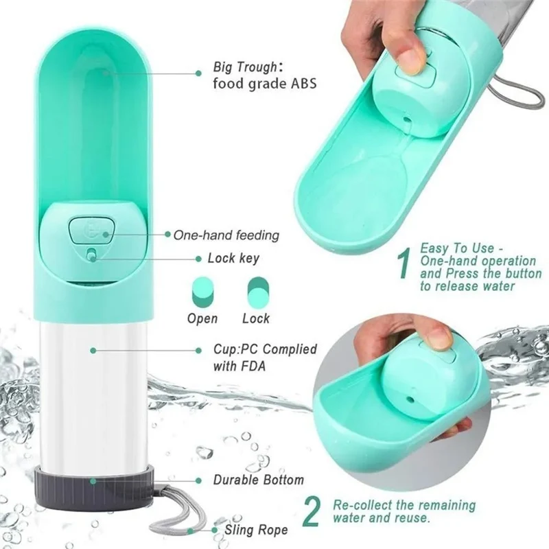 Bebedouro / Garrafa Portátil para Cães com Filtro de Carvão