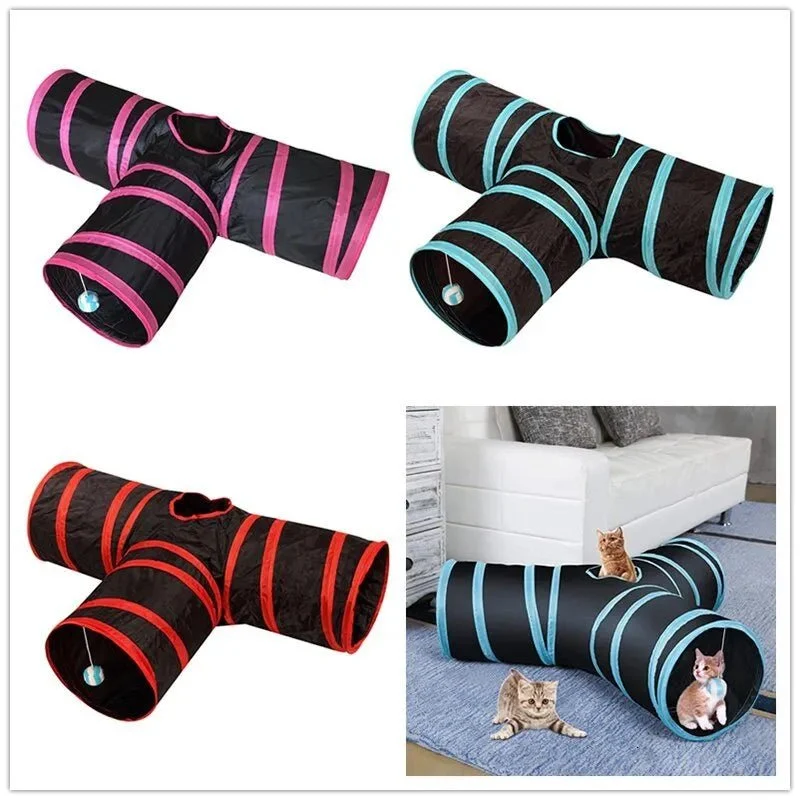 Brinquedo / Túnel com 3 Entradas para Gatos (Portátil)