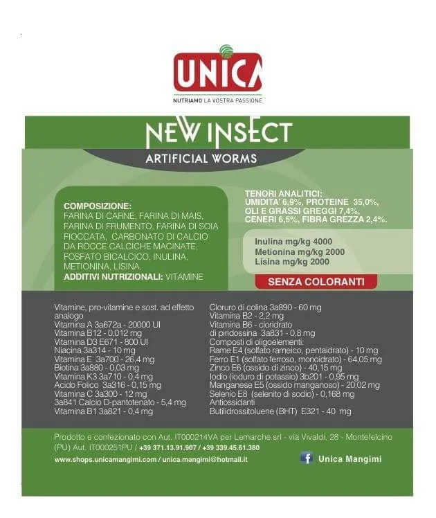 Neues Insekt 330 Gramm - Ersatz für lebende oder gefrorene Insekten - Unica