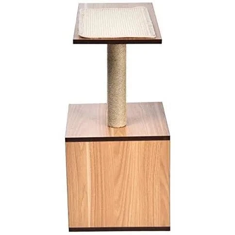 Poste/torre "árvore" de madeira com um ou dois postes arranhadores e toca para gatos, 61x38,1x73,7 cm