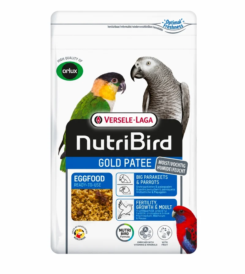 Nutribird Gold Patee Große Wellensittiche & Papageien 1kg (Mit Reißverschluss)
