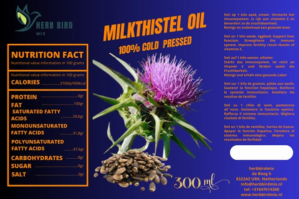 Mariendistelöl 300ml 100% Bio kaltgepresst - Kräutervogelmischung