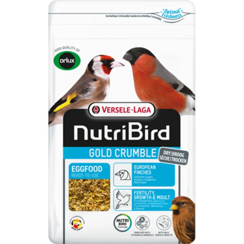 Nutribird Gold Crumble für Hausvögel 800 Gramm (Orlux Trocken-Ei-Futter)