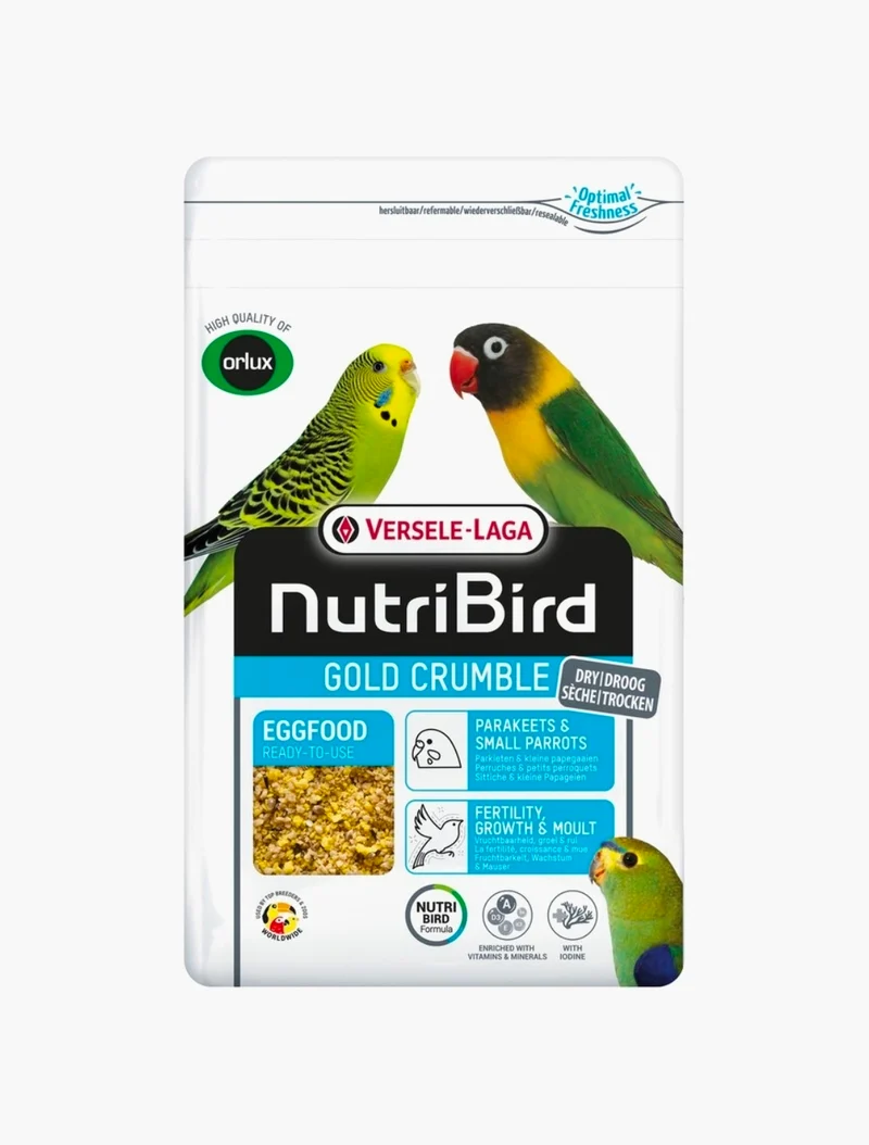 NEU Nutribird Gold Crumble Wellensittiche und kleine Papageien 1kg (mit Reißverschluss)