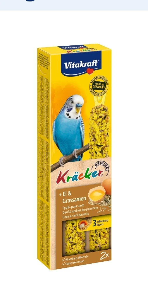 Vitakraft Kräcker Sittich-Ei und Grassamen, 2 Stück