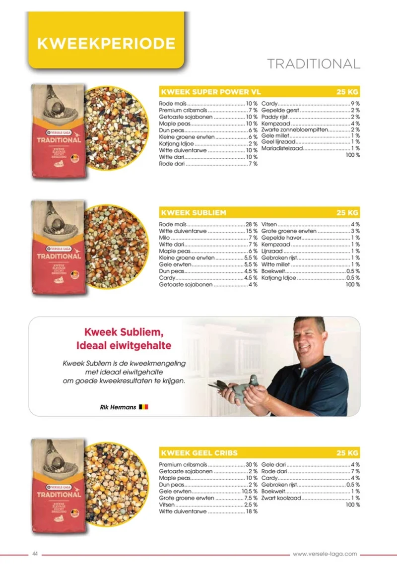 Traditional Breeding Yellow Crips Taubenfutter 25kg - Versele Laga